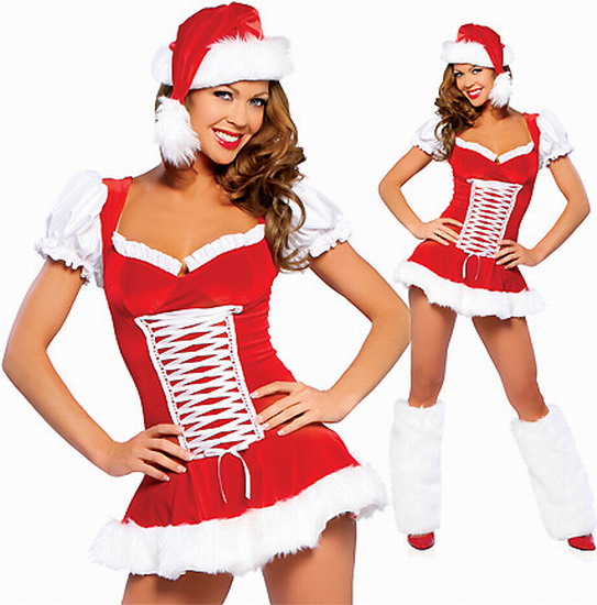 Red White Santas Candy Girl Holiday Costume